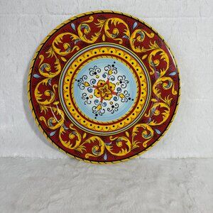 Tuscan Table Italian Dinner Plate 11" Ceramic Red Yellow Light Blue Black Bold